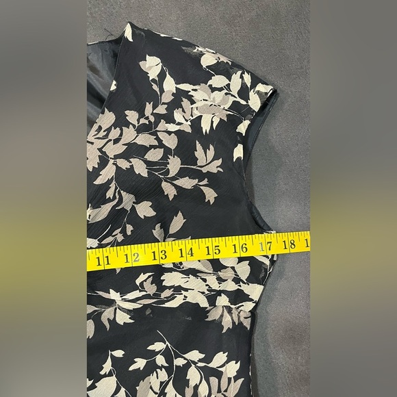 Jones New York Black Floral Baby Doll VTG   Silk Grudge Y2K Sheath Midi Dress 4 - Picture 15 of 15